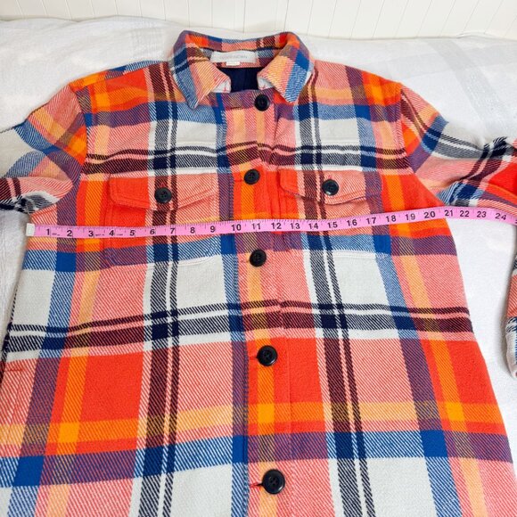Outerknown Blanket Shirt Jacket Flame Mav Orange Red Plaid Size Small - Picture 8 of 14